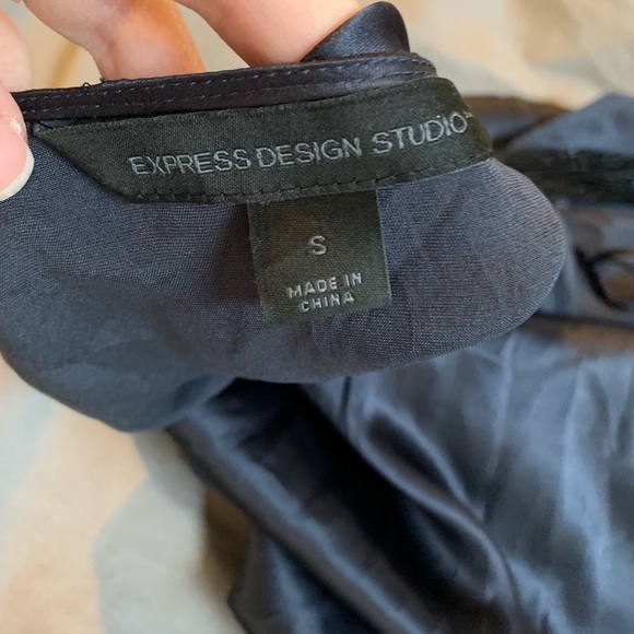 Express Beaded Navy Silk Tank Top - Picture 6 of 6